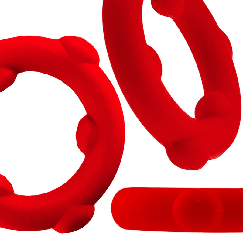 Oxballs - Spinner - Siliconen Cockring - Rood-laced-up.nl