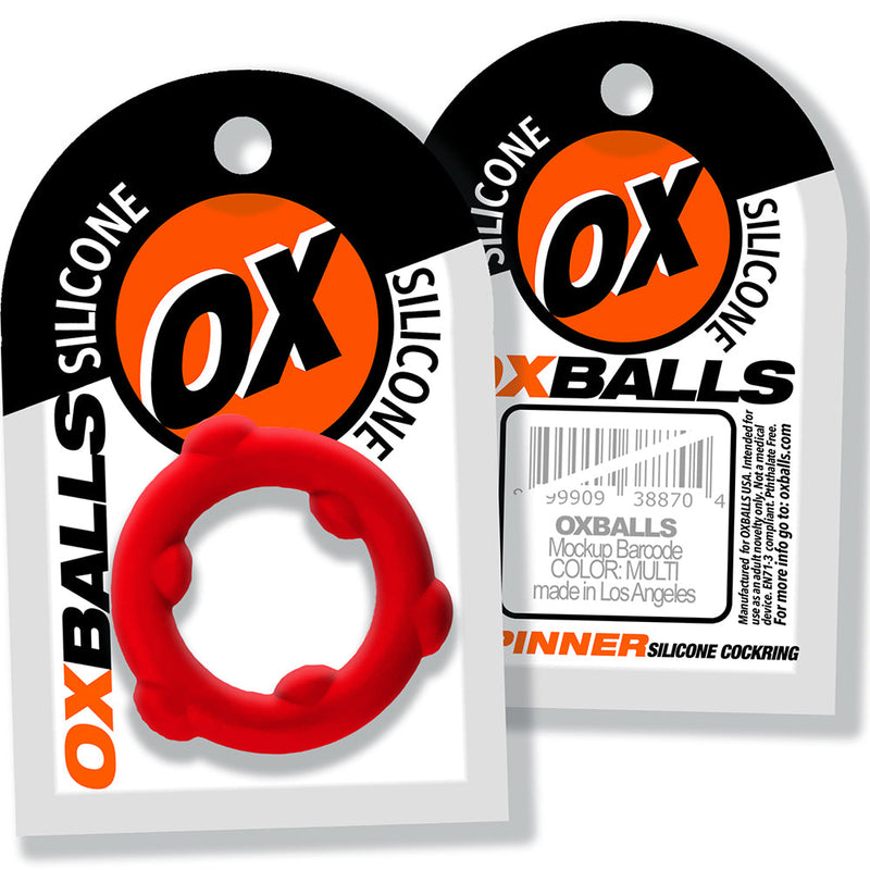 Oxballs - Spinner - Siliconen Cockring - Rood-laced-up.nl