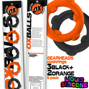 Oxballs - Gearheads - Spinner Cockringen Set - 5 stuks - Oranje/Zwart-laced-up.nl