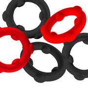 Oxballs - Gearheads - Spinner Cockringen Set - 5 stuks - Rood/Zwart-laced-up.nl