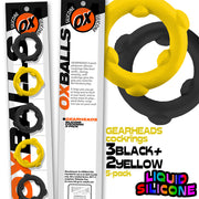 Oxballs - Gearheads - Spinner Cockringen Set - 5 stuks - Geel/Zwart-laced-up.nl