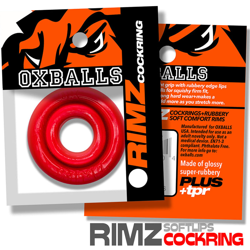 Oxballs - Rimz Softlips - Siliconen/TPR Cockring - Rood-laced-up.nl