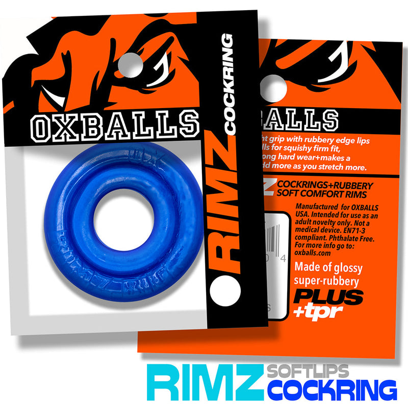 Oxballs - Rimz Softlips - Siliconen/TPR Cockring - Blauw-laced-up.nl