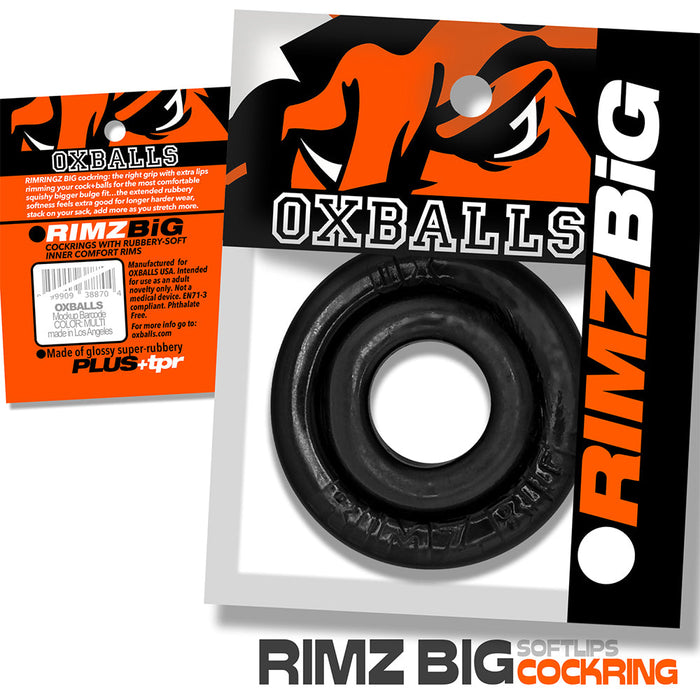 Oxballs - Rimz Big Softlips - Siliconen/TPR Cockring - Zwart-Erotiekvoordeel.nl