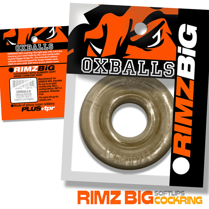 Oxballs - Rimz Big Softlips - Siliconen/TPR Cockring - Rookgrijs-Erotiekvoordeel.nl