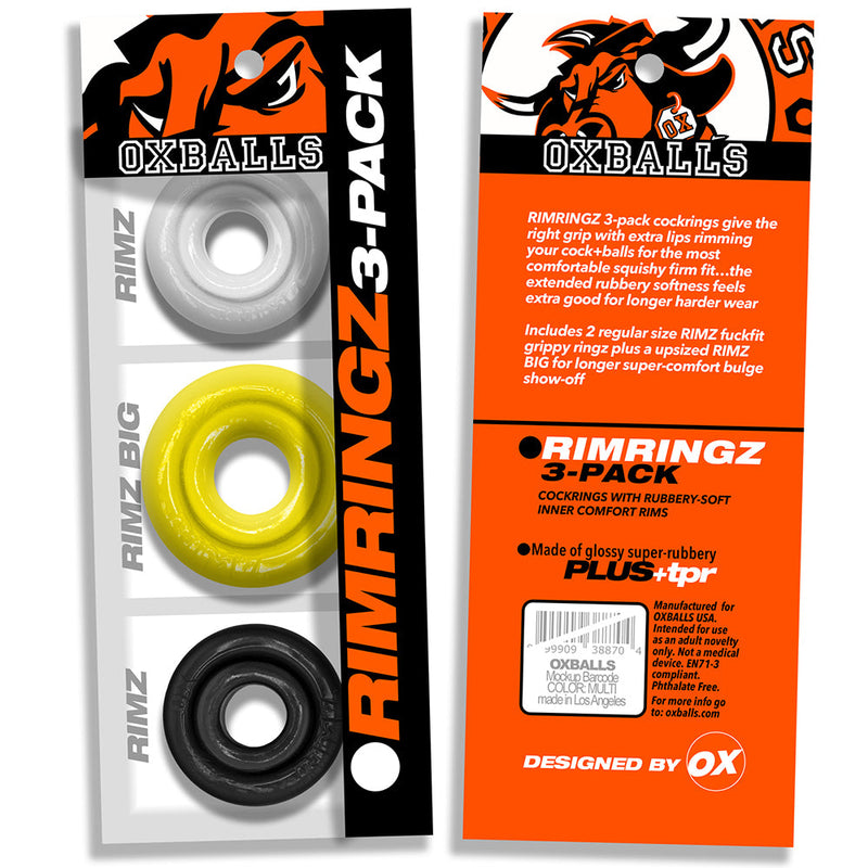Oxballs - Rimringz - Multisize Pack 3 stuks - Shockwave - Geel/Transparant/Zwart-laced-up.nl