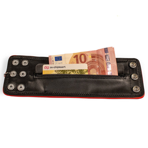 Brutus - Lederen Polsportemonnee met Rits - Zwart/Rood-Erotiekvoordeel.nl