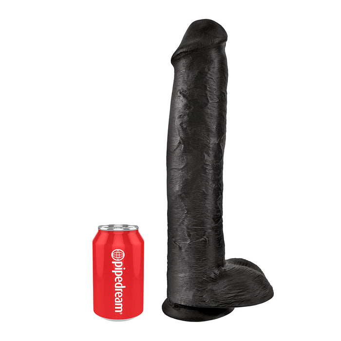 Pipedream King Cock - Zwarte Dildo met Scrotum - 38 cm - Zwart-Erotiekvoordeel.nl