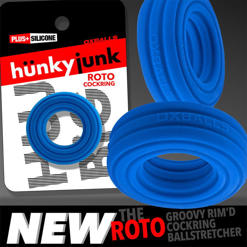 Hünkyjunk - Roto - Geribbelde Cockring - Blauw