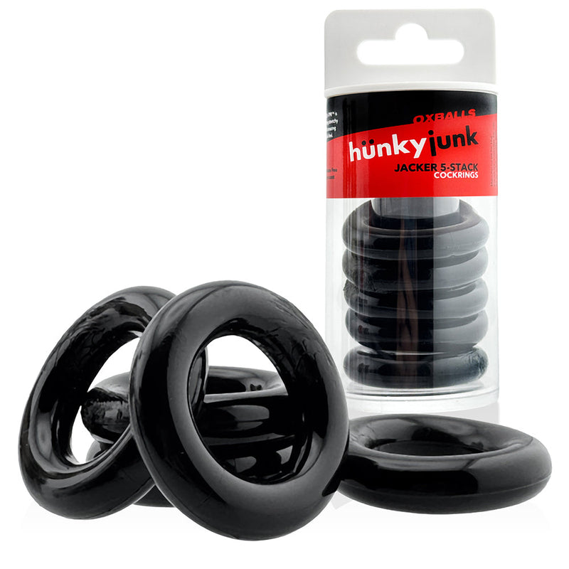 Hünkyjunk - Jacker - 5-Stack Stapelbare Cockringen - Zwart