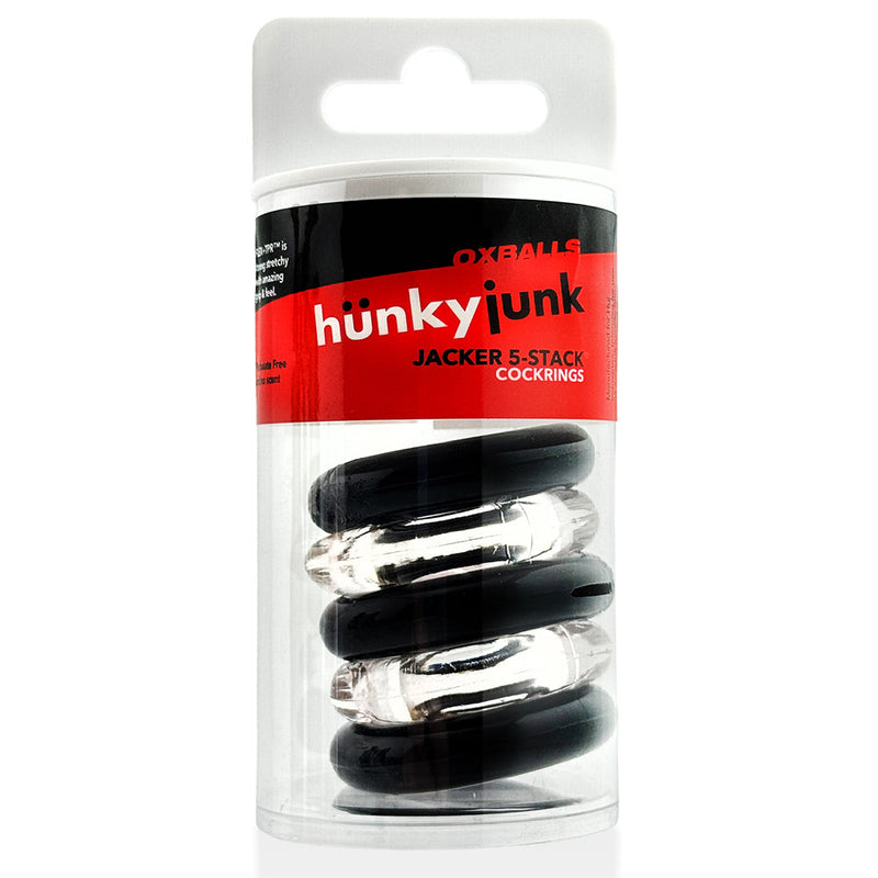 Hünkyjunk - Jacker - 5-Stack Stapelbare Cockringen - Zwart/Transparant