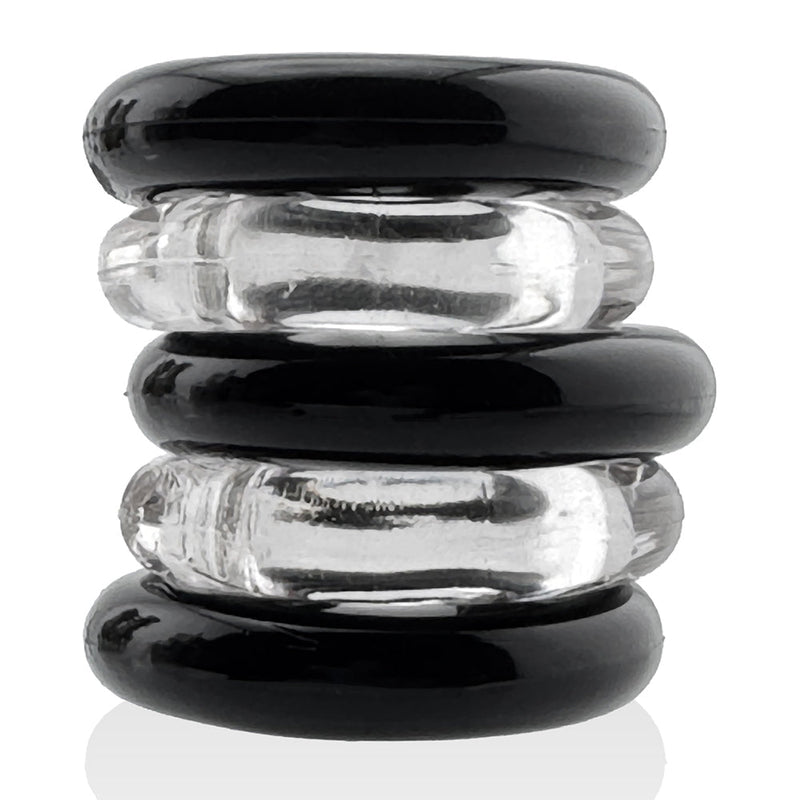 Hünkyjunk - Jacker - 5-Stack Stapelbare Cockringen - Zwart/Transparant