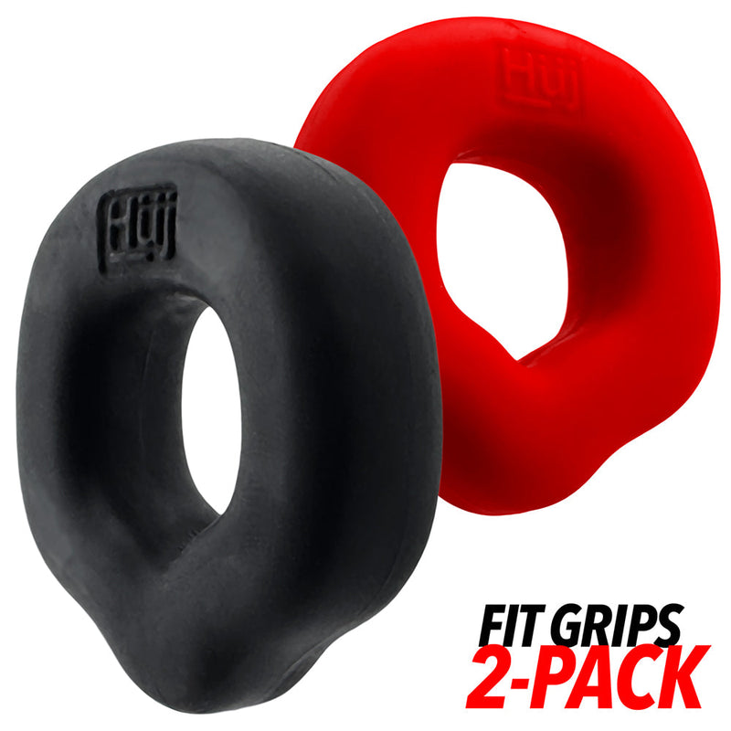 Hünkyjunk - Fit Rings - ErgoFit Cockringen - Twee Stuks - Zwart/Rood
