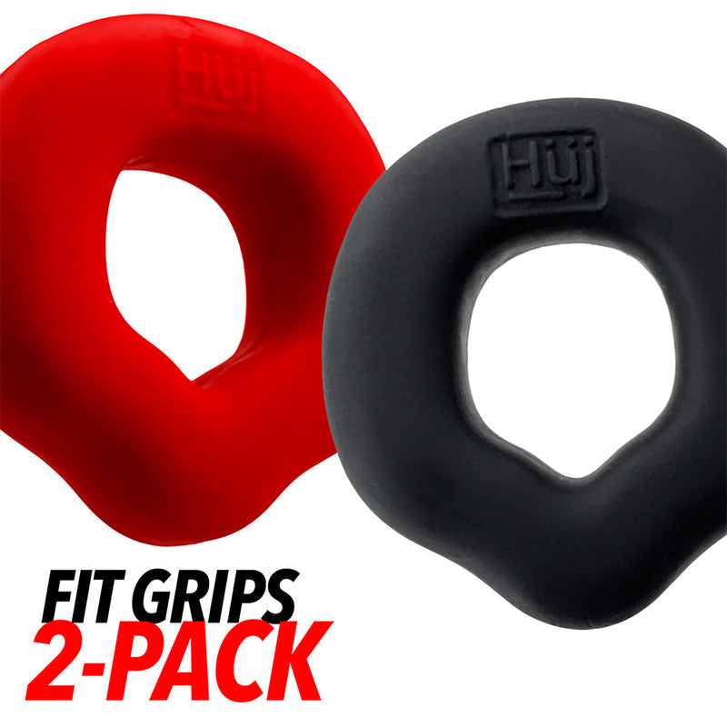 Hünkyjunk - Fit Rings - ErgoFit Cockringen - Twee Stuks - Zwart/Rood