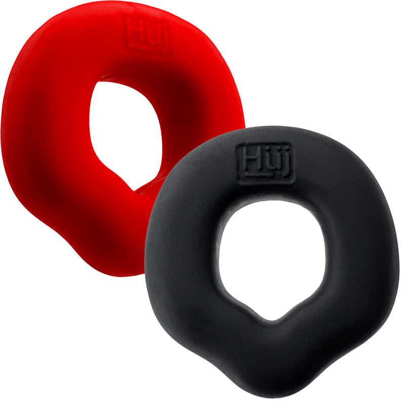 Hünkyjunk - Fit Rings - ErgoFit Cockringen - Twee Stuks - Zwart/Rood