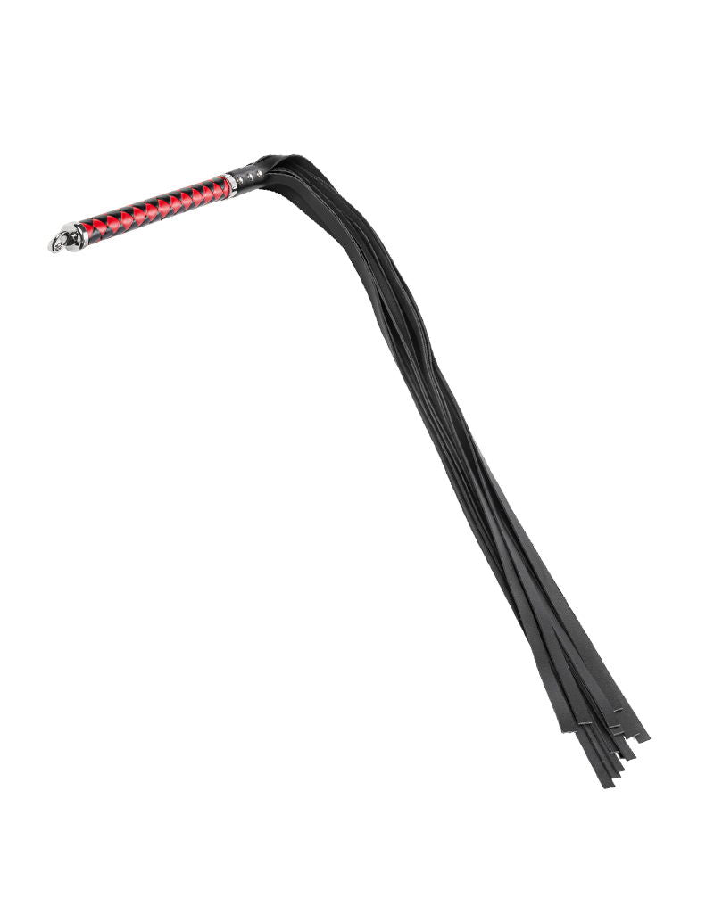 RISE - Lange Flogger met Zachte Strengen - Zwart/Rood-laced-up.nl