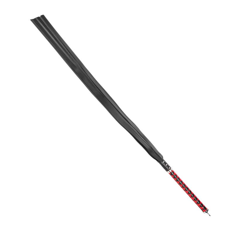 RISE - Lange Flogger met Zachte Strengen - Zwart/Rood-laced-up.nl