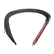 RISE - Lange Flogger met Zachte Strengen - Zwart/Rood-laced-up.nl