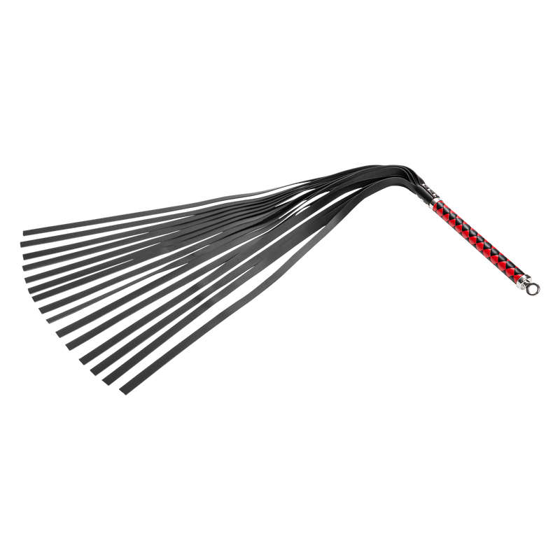 RISE - Lange Flogger met Zachte Strengen - Zwart/Rood-laced-up.nl
