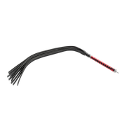 RISE - Lange Flogger met Harde Lederen Strengen - Zwart/Rood-laced-up.nl
