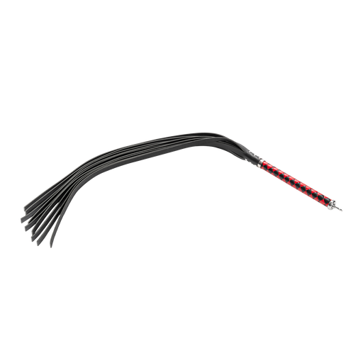 RISE - Lange Flogger met Harde Lederen Strengen - Zwart/Rood-Erotiekvoordeel.nl