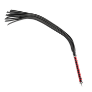 RISE - Lange Flogger met Harde Lederen Strengen - Zwart/Rood-laced-up.nl
