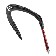 RISE - Lange Flogger met Harde Lederen Strengen - Zwart/Rood-laced-up.nl