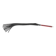 RISE - Lange Flogger met Harde Lederen Strengen - Zwart/Rood-laced-up.nl