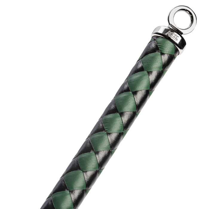 RISE - BDSM Zweep - Feather Slim Single Tail - Zwart/Groen-Erotiekvoordeel.nl