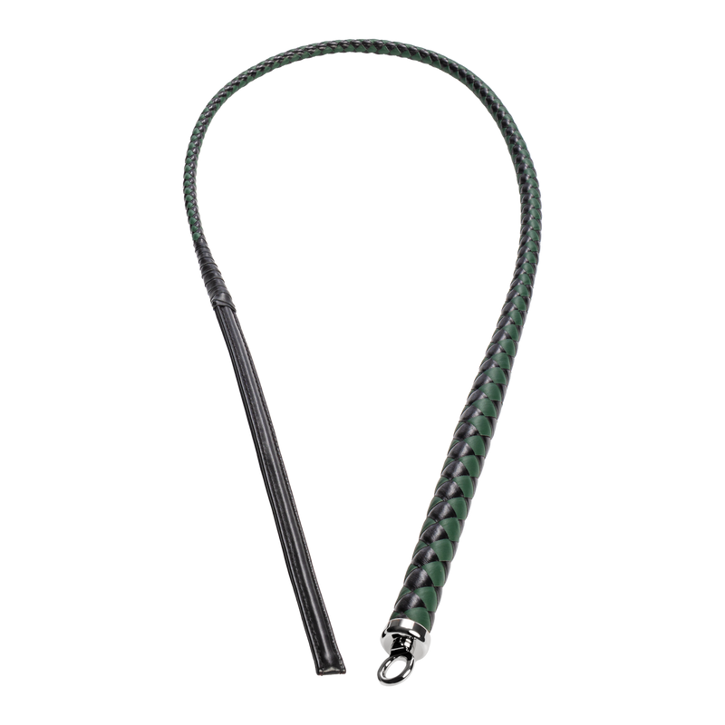 RISE - BDSM Zweep - Feather Slim Single Tail - Zwart/Groen-laced-up.nl