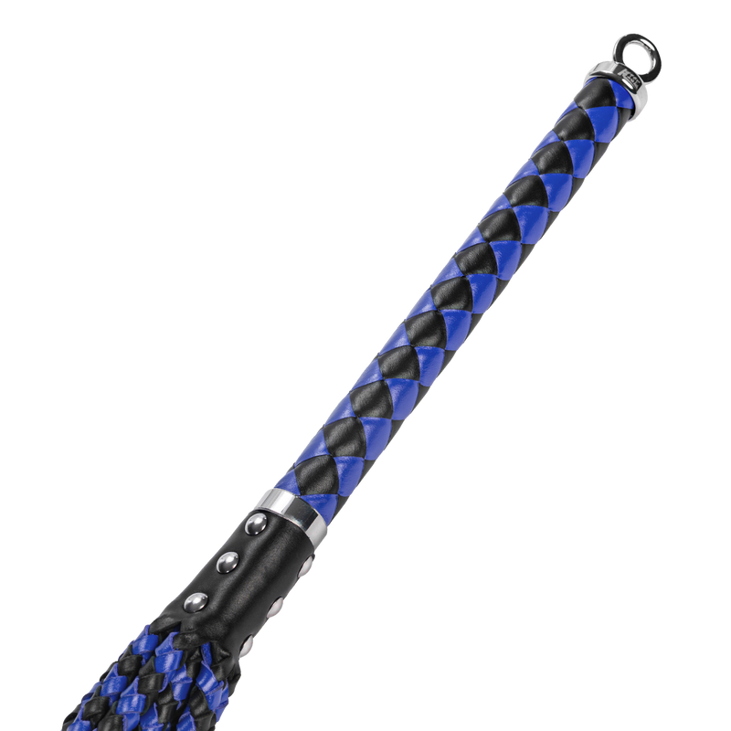 RISE - Cat O' Nine BDSM Zweep - Extra Heavy - Zwart/Blauw-laced-up.nl