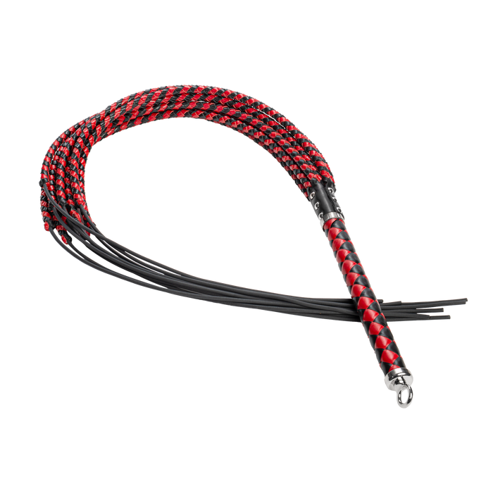 RISE - Cat O' Nine BDSM Zweep - Extra Heavy - Zwart/Rood-Erotiekvoordeel.nl