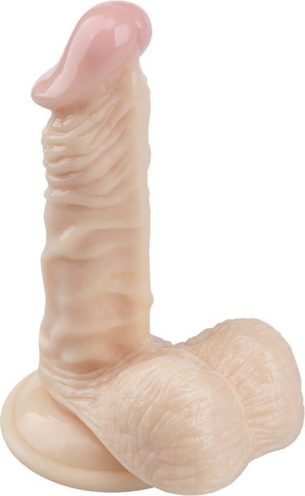Deep Desire - PVC Dildo met Balzak en Zuignap - 16,5 cm - Lichte Huidskleur-Erotiekvoordeel.nl