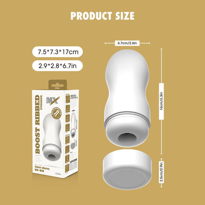 Chisa - Boost Ribbed - Stroker Masturbator - Wit-Erotiekvoordeel.nl