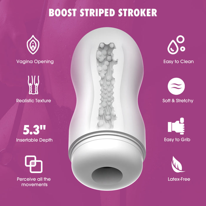 Chisa - Boost Striped - Stroker Masturbator - Wit-Erotiekvoordeel.nl