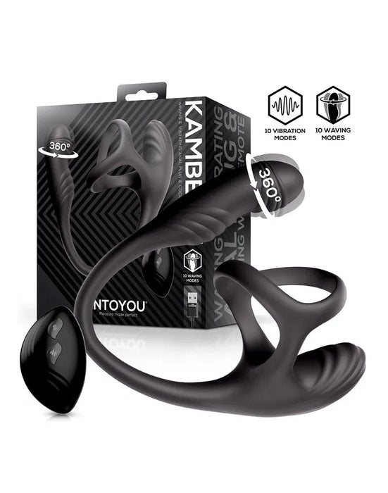 IY - Kamber - Golvende en Vibrerende Anaal Plug met Cockring - Zwart-Erotiekvoordeel.nl