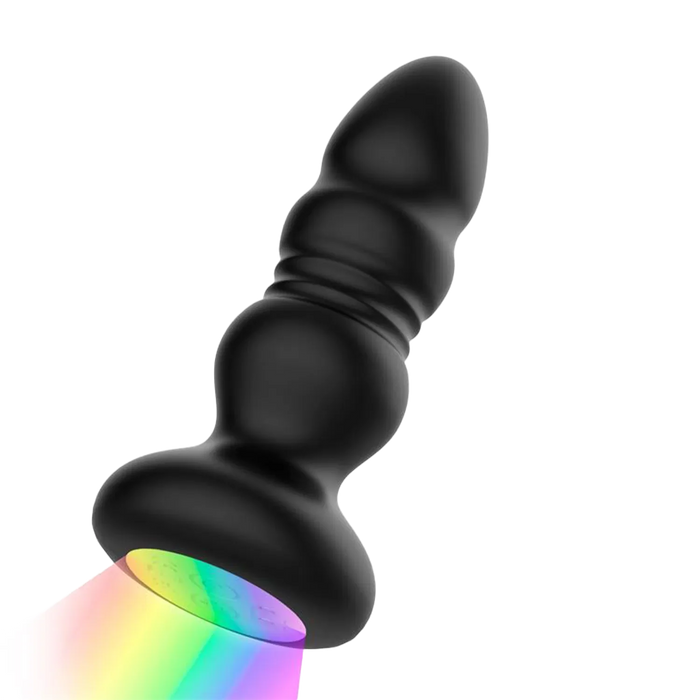 IY - Krax - Buttplug met Vibratie en Stootbeweging - Met LED-licht - Zwart-Erotiekvoordeel.nl