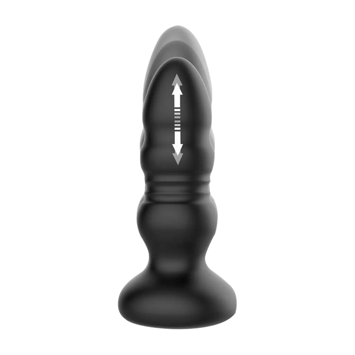 IY - Krax - Buttplug met Vibratie en Stootbeweging - Met LED-licht - Zwart-Erotiekvoordeel.nl