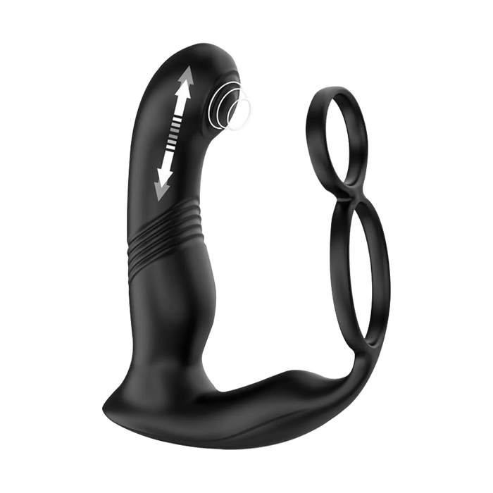 IY - Astex - Stotende & Kloppende Prostaatmassager met Afstandsbediening - Zwart-Erotiekvoordeel.nl