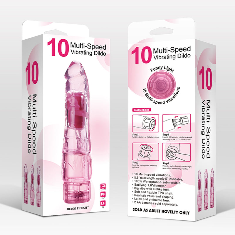 Being Fetish - Multi-Speed Vibrating Dildo 7.4" pink-laced-up.nl
