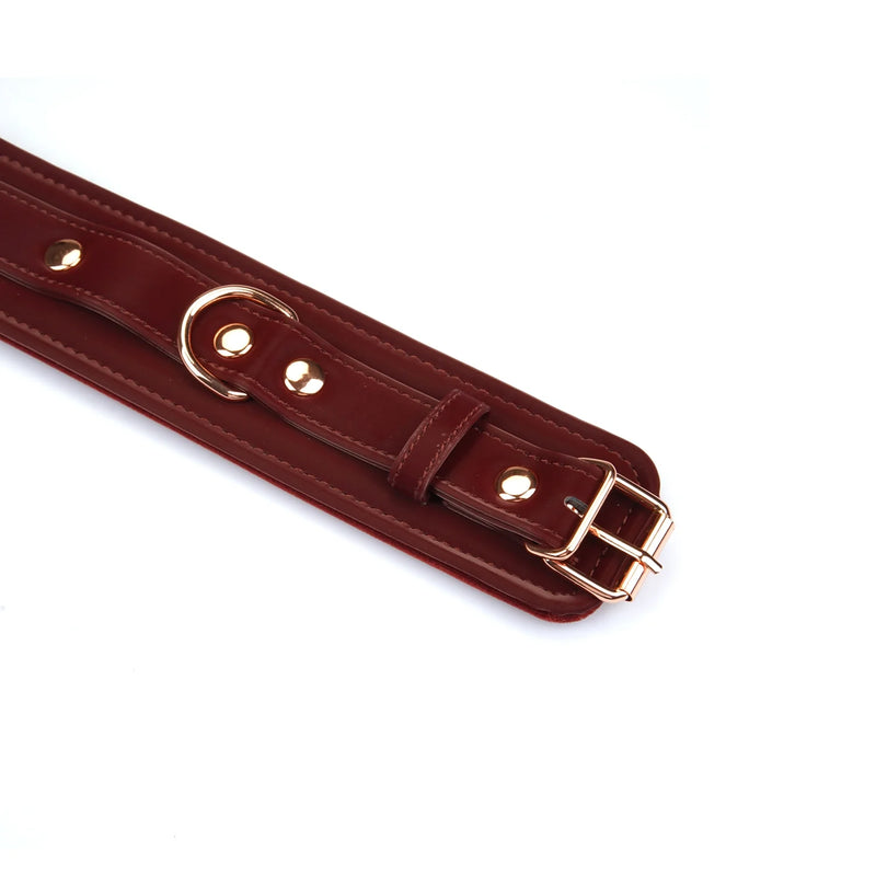 Liebe Seele - Metallic Shade Red - Vegan PU Lederen Enkelboeien - Rood/Rosé Goud-Erotiekvoordeel.nl