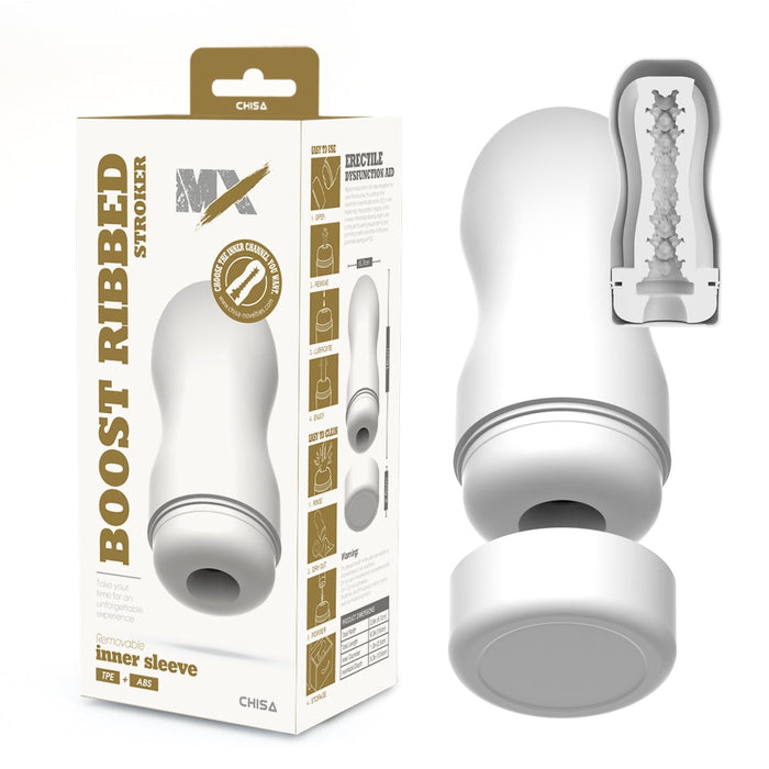 Chisa - Boost Ribbed - Stroker Masturbator - Wit-Erotiekvoordeel.nl