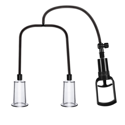 Passion Pump - Tepelzuiger en Borst Pomp Set - Transparant/Zwart-Erotiekvoordeel.nl