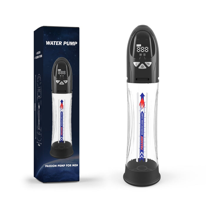 Passion Pump - Elektrische Penispomp - Waterproof - 31 cm - Zwart/Transparant-Erotiekvoordeel.nl
