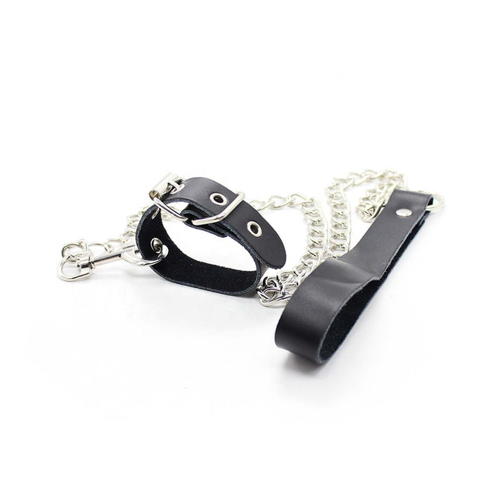 Smart Moves - Penis Strap met Leiband - Zwart/Zilver-Erotiekvoordeel.nl