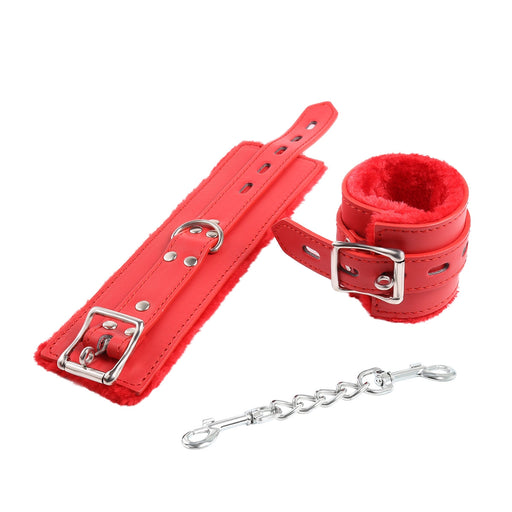 Smart Moves - Bont Gevoerde Kunstlederen Polsboeien - Rood-Erotiekvoordeel.nl