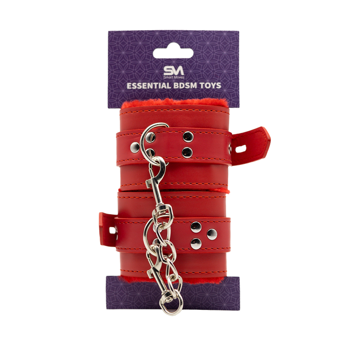 Smart Moves - Bont Gevoerde Kunstlederen Polsboeien - Rood-Erotiekvoordeel.nl