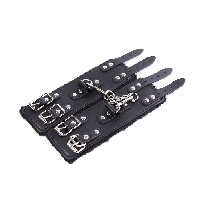 Smart Moves - Polsboeien met Dubbel Riempje - Bont Gevoerd - Zwart-Erotiekvoordeel.nl