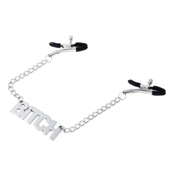 Smart Moves - Nipple Clamps with BITCH pendant Silver-Erotiekvoordeel.nl