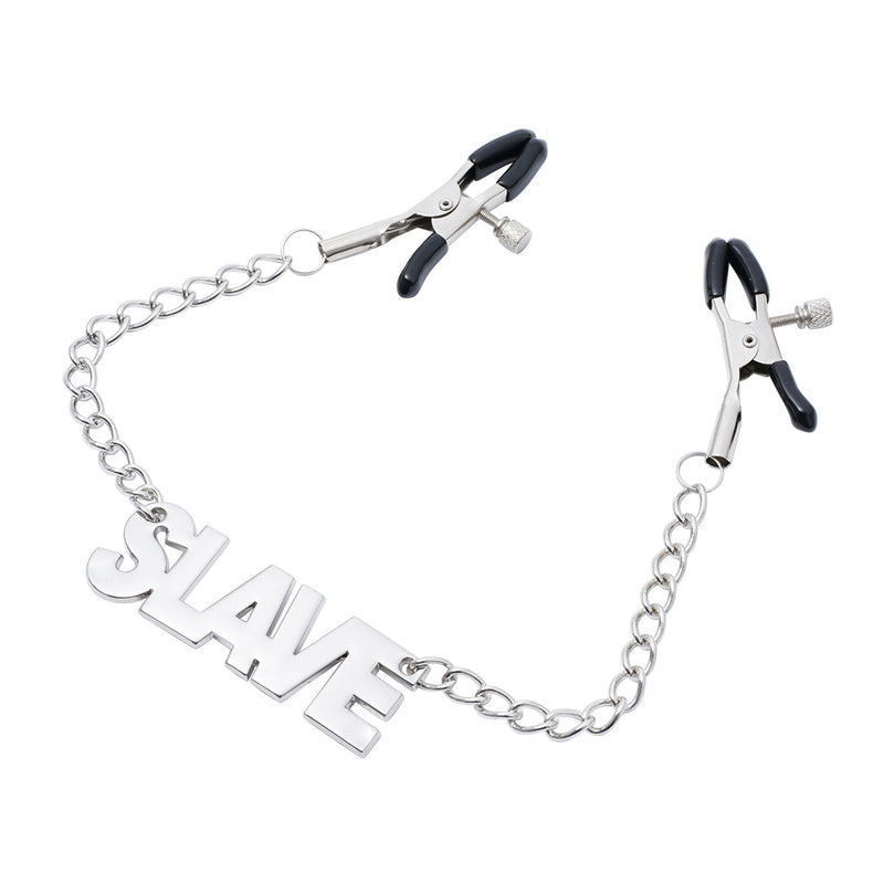 Smart Moves - Nipple Clamps with SLAVE pendant Silver-laced-up.nl